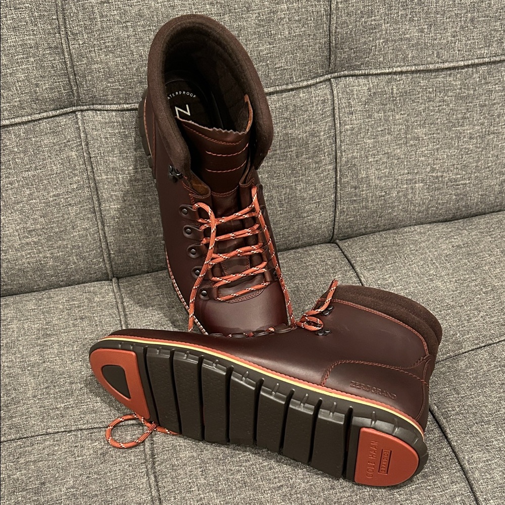 Men's ZERØGRAND Waterproof Hiking Boots Brown Leather - Picture 5 of 5